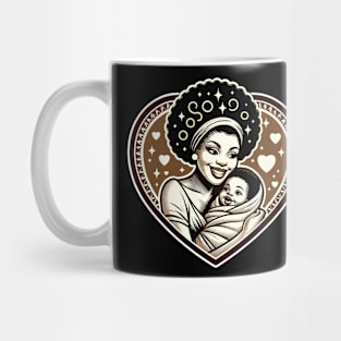 African mother. Vintage motherhood heart t-shirt, Retro Mom and baby love graphic tee, Unique mother's day gift Mug